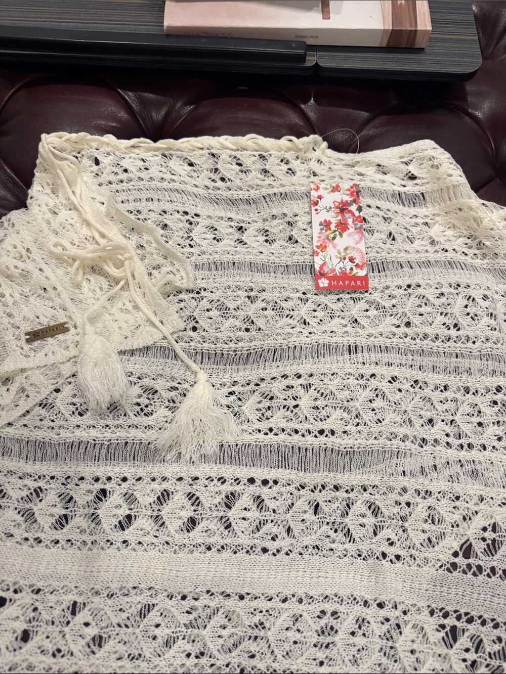 Hapari Ivory Open-Knit Crochet cover up
